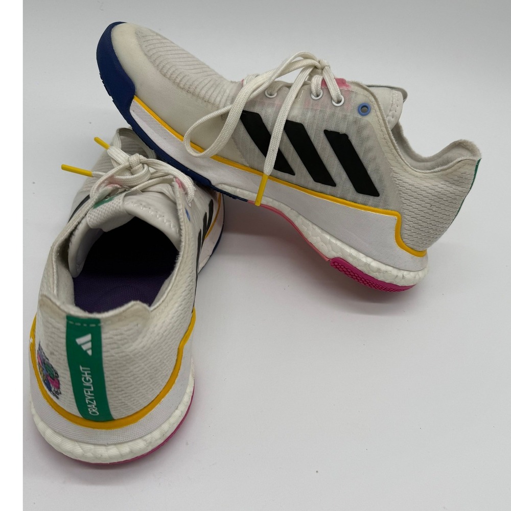 Adidas Crazyflight Womens Volleyball Shoes White Multi Color Boost Sneakers 6